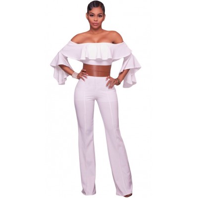 'Aadaya' white off shoulder  jumpsuit